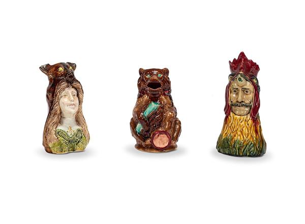 Lotto composto da tre figure di animali in ceramica, XX secolo