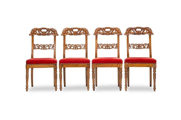 Quattro sedie in noce. Epoca XIX secolo  - Auction Antiques, Session 2 - II - Incanto Casa d'Aste e Galleria