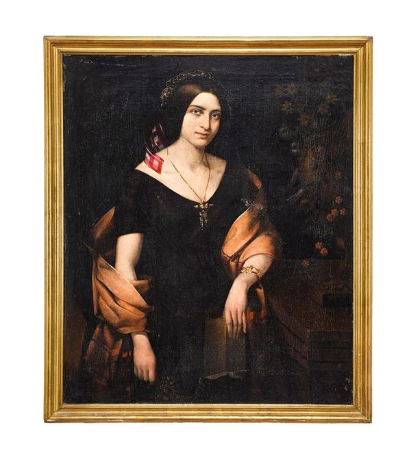 Dipinto, figura di donna, XIX secolo