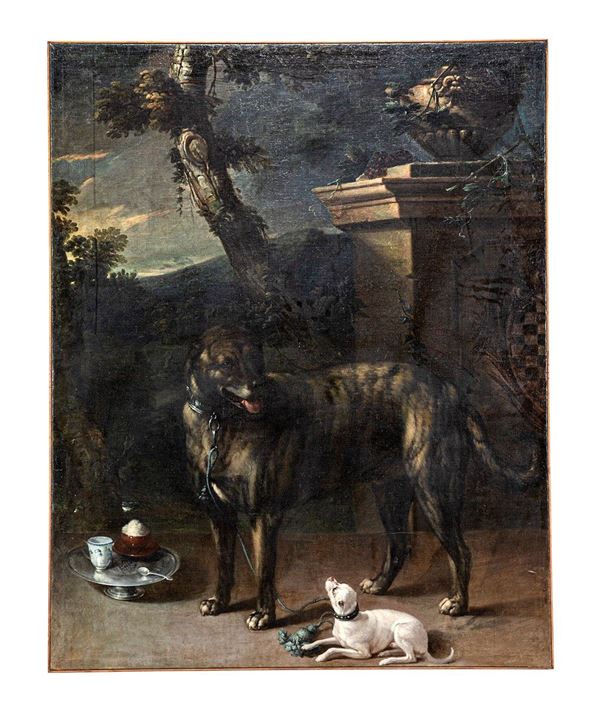 Dipinto, Ritratto di cani, Pittore attivo alla metà del XVIII secolo