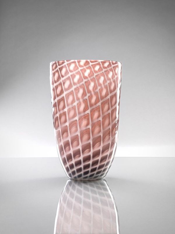 Archimede Seguso - Vaso troncoconico della serie a Losanghe