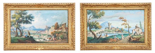 Giuseppe Zais (cerchia di) - Dipinti, Paesaggi arcadici, Cerchia di Giuseppe Zais (1709 - 1784)