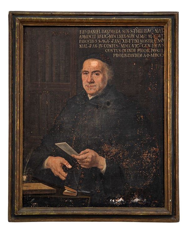 Pietro Simone Vannetti : Dipinto, Ritratto del padre agostiniano Francesco Giovanni Daniele Bandiera, 1714  - Asta Antiquariato, Sessione 2 - II - Incanto Casa d'Aste e Galleria