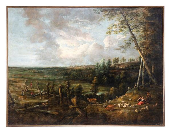 Luca Van Uden (attr.) - Dipinto, Paesaggio del Brabante