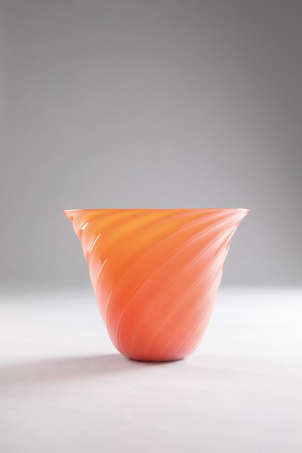 Alfredo Barbini,Flavio Poli - Vaso con nervature a spirale