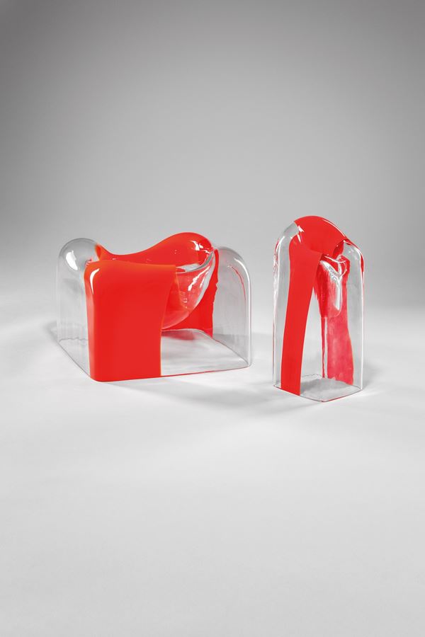 Carlo Nason - Due vasi con fascia trasversale rossa