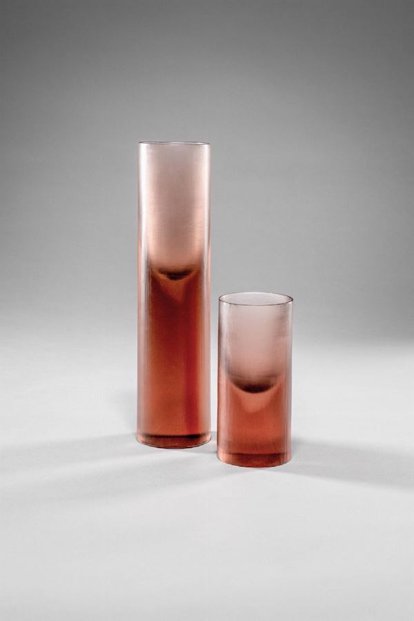 Tobia Scarpa - Grande vaso cilindrico vetro battuto
