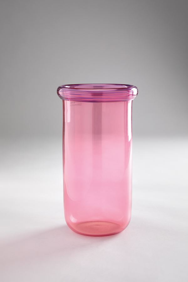 Lino Tagliapietra : Vaso vetro a canne orizzontali  - Asta Importanti Vetri di Murano da una collezione privata - Incanto Casa d'Aste e Galleria