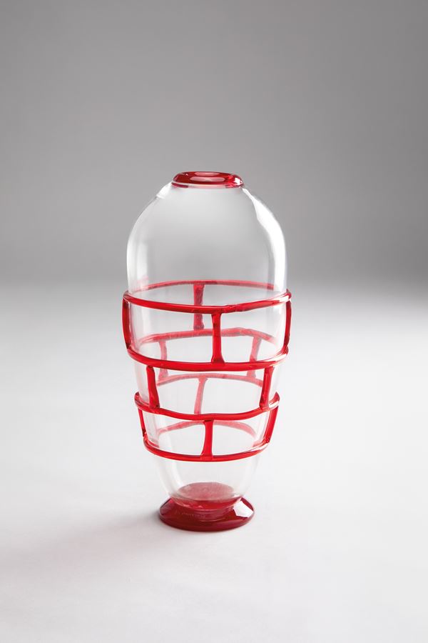 La Murrina - Vaso vetro cristallo e rosso