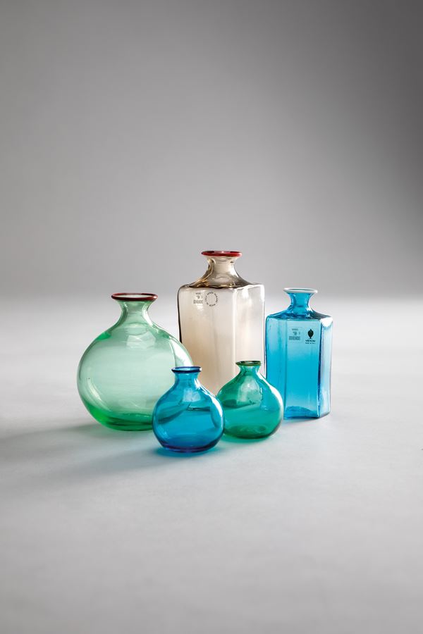 Venini : Cinque vasi miniatura  - Asta Importanti Vetri di Murano da una collezione privata - Incanto Casa d'Aste e Galleria