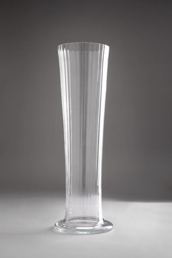 Carlo Moretti - Grande vaso vetro cristallo ondulato