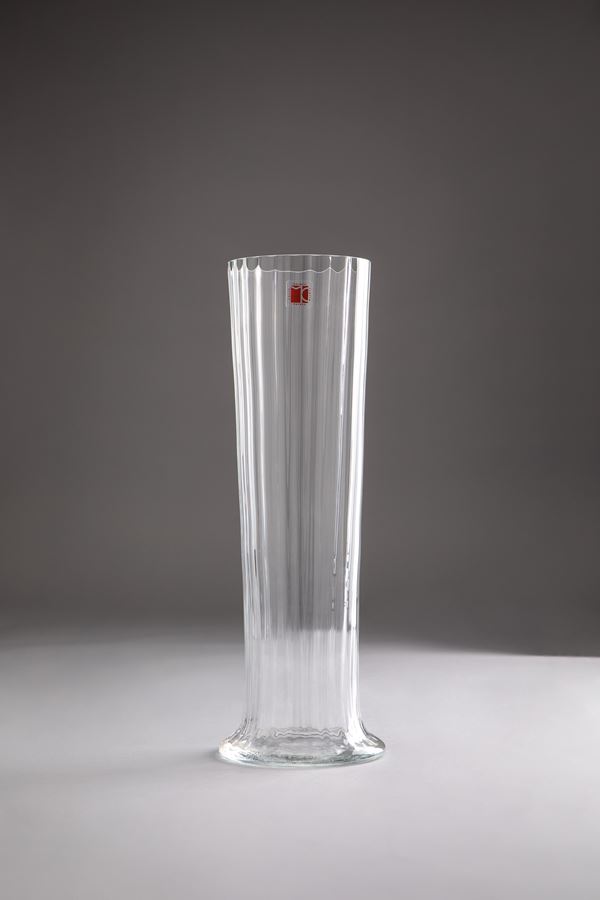 Carlo Moretti - Grande vaso vetro cristallo ondulato