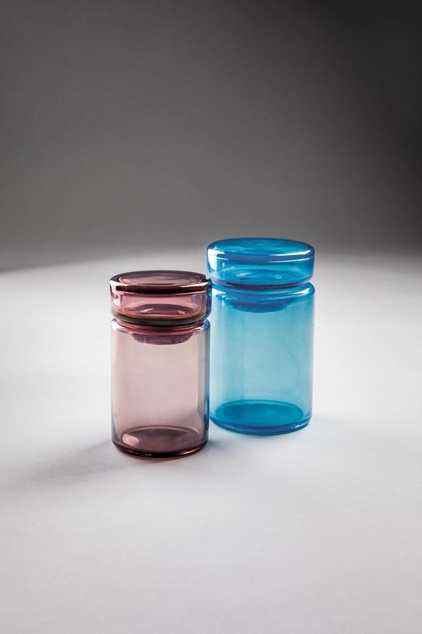 Luciano Vistosi : Due vasi con coperchio  - Auction Important Glass from Murano and beyond. - Incanto Casa d'Aste e Galleria