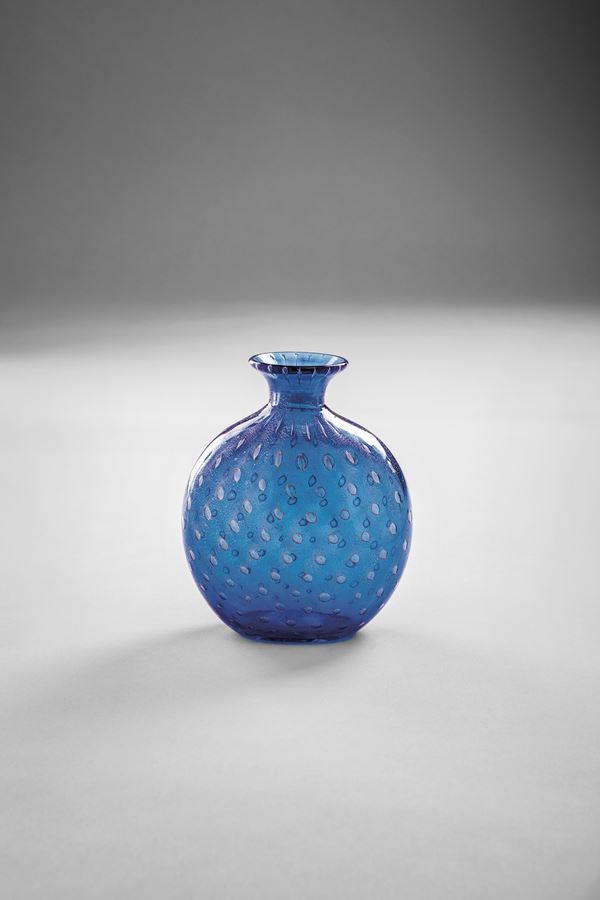 Archimede Seguso - Vaso blu e foglia d&#39;oro