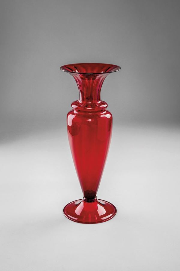 Artistica Soffieria e Vetreria Barovier Seguso Ferro - Grande vaso con piede circolare