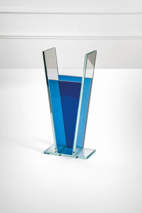 Ettore Sottsass - Vaso cristallo azzurro