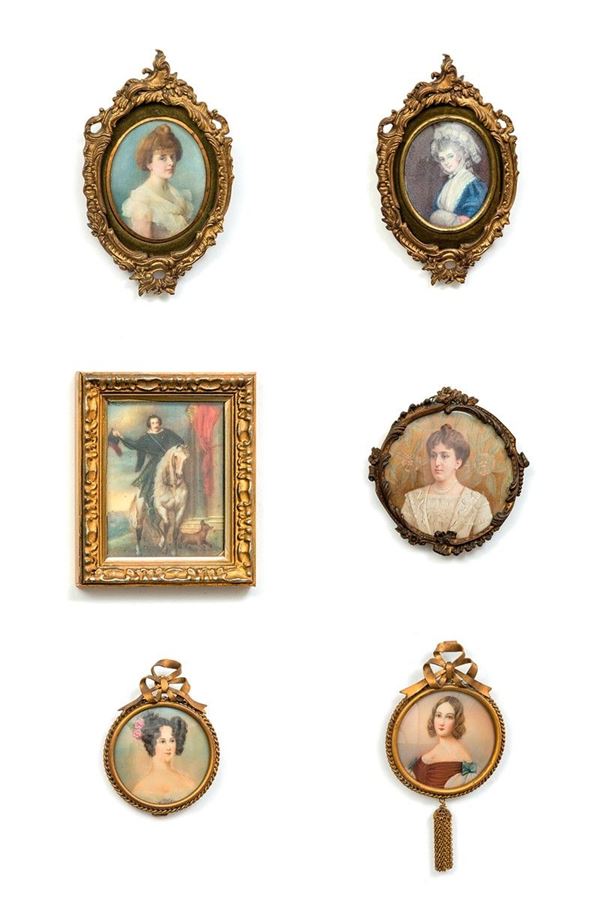 Lotto di sei miniature con rit  - Asta Antiquariato - Incanto Casa d'Aste e Galleria