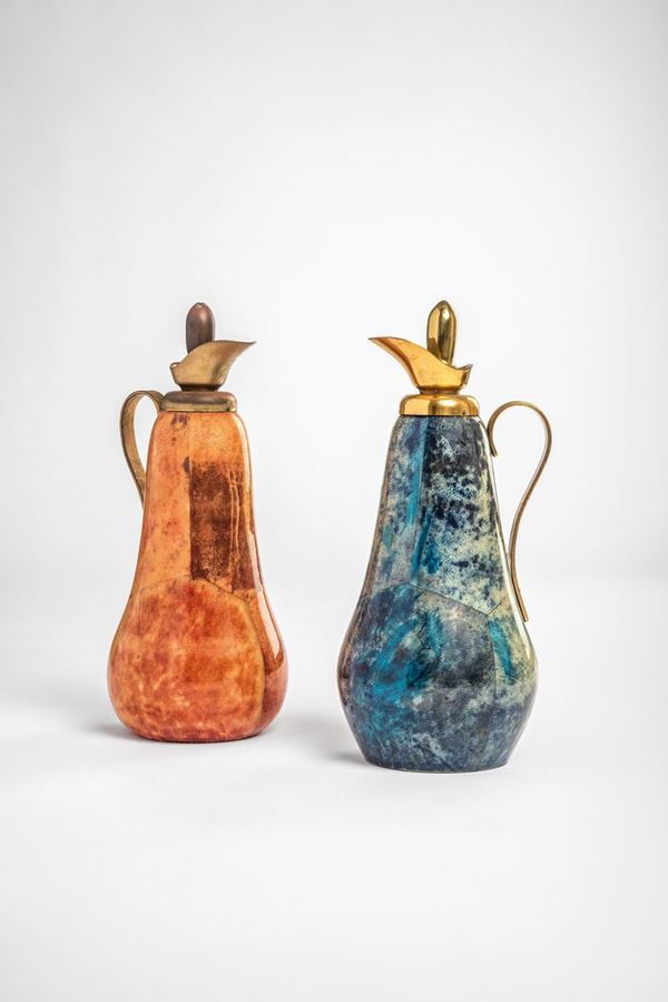 Aldo Tura - Due caraffe in pergamena tinta