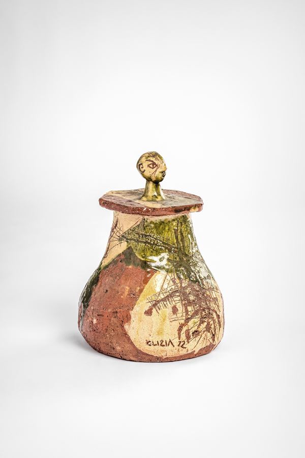 Mario Giani Clizia - Vaso con coperchio in terracotta