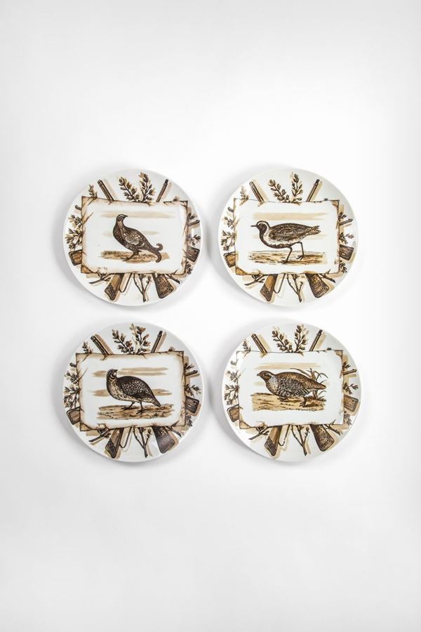 Piero Fornasetti - Quattro piatti della serie Caccia