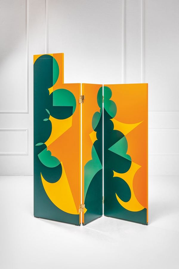 Giacomo Balla - Paravento Balla nei colori giallo, verde, arancio
