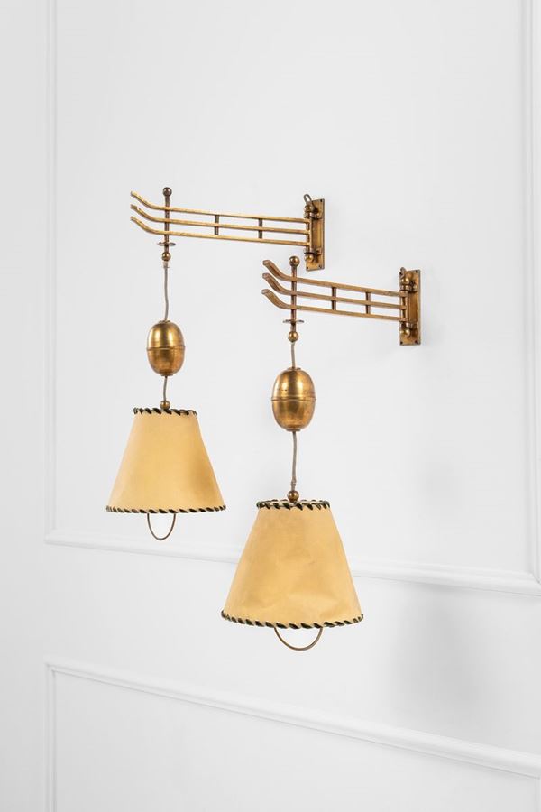 Coppia di lampade da parete articolate