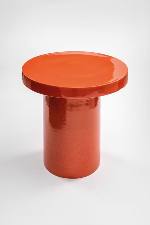 Tavolino d&#39;appoggio ceramica rossa