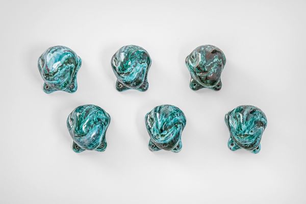 Sei appendiabiti in ceramica