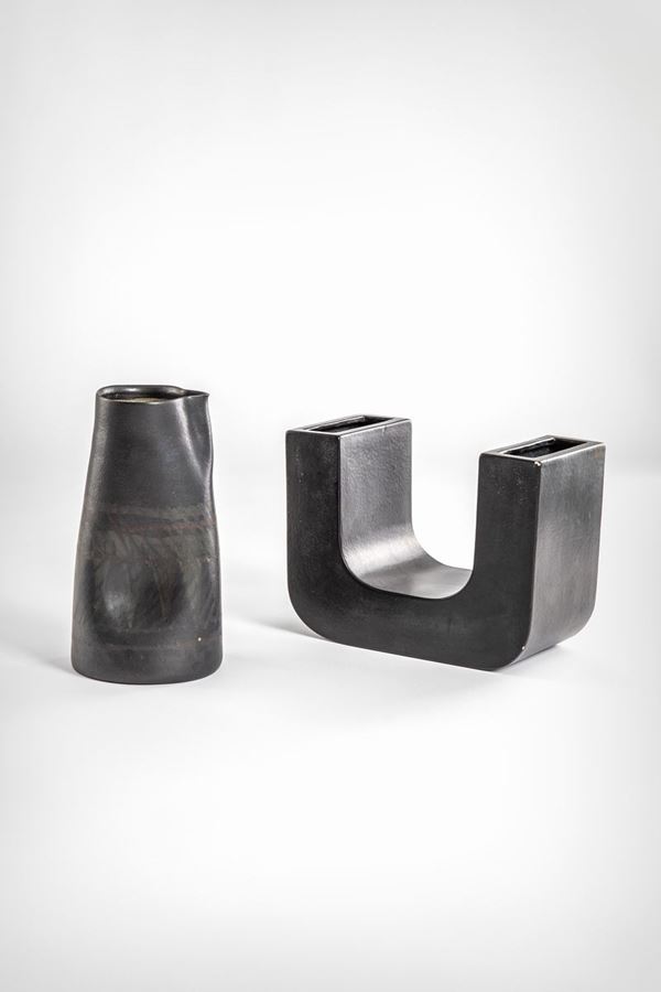 Alessio Tasca - Vaso e brocca ceramica nera