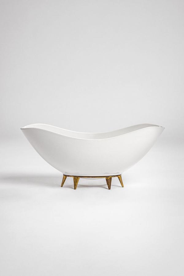 Centrotavola in ceramica e ottone