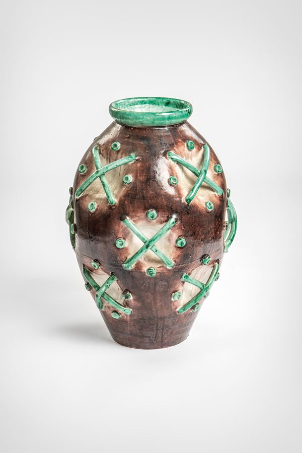 Richard Dolker - Grande vaso con applicazioni verdi