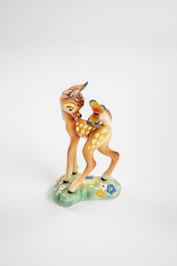 Lenci - Scultura in ceramica raffigurante Bambi