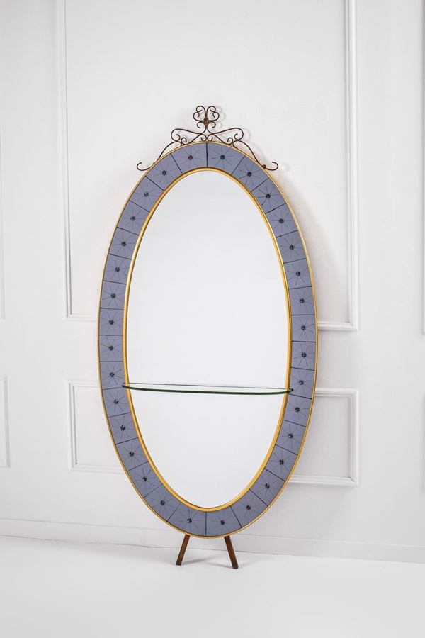 Cristal Art - Grande specchiera ovale con mensola