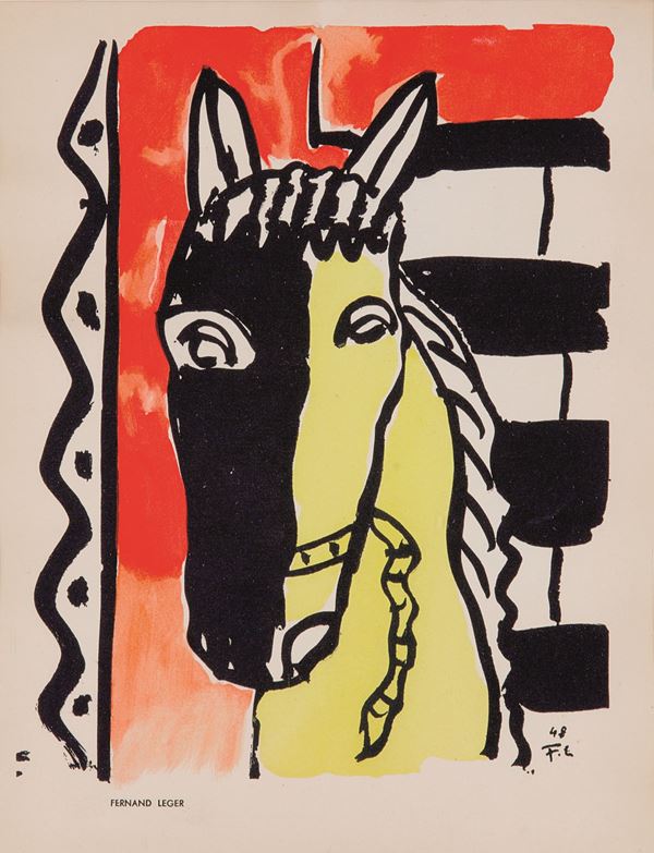 Fernand Leger (d'Apres) - Cheval sur fond rouge