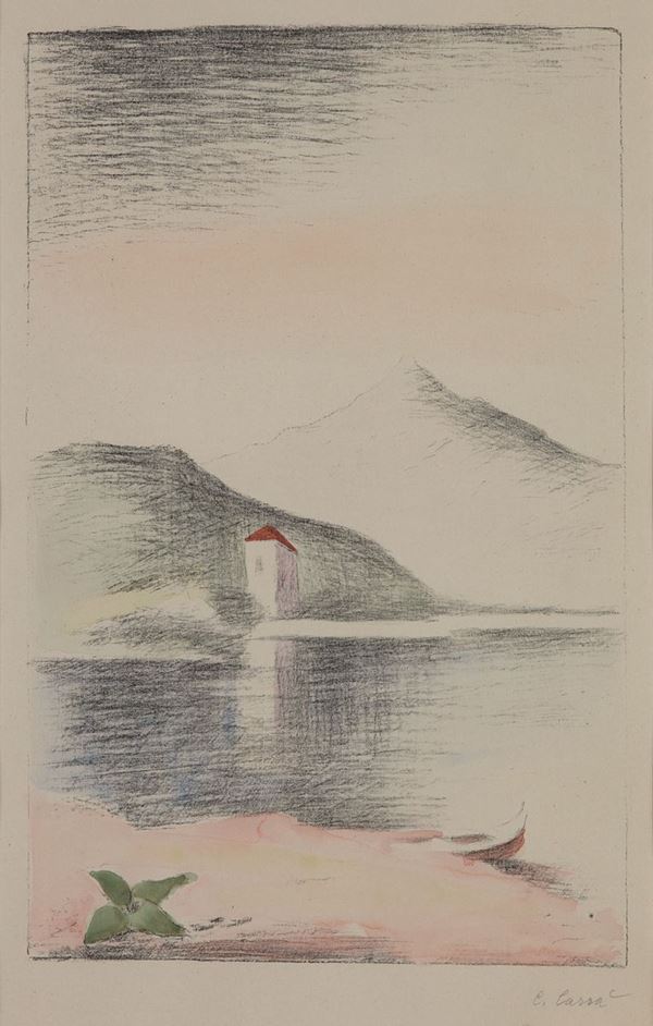 Carlo Carr&#224; - Paesaggio di lago o Lago lombardo