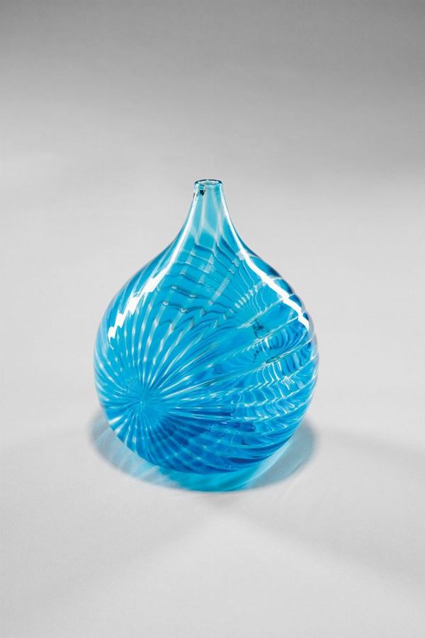 VeArt - Vaso a fasce cristallo e turchesi