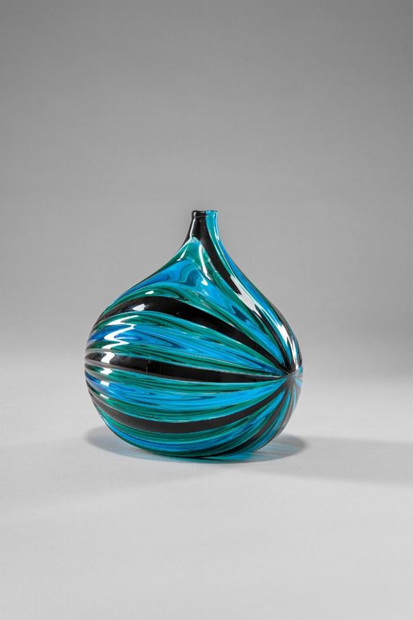 VeArt - Vaso a fasce cristallo, verde nero e turchese