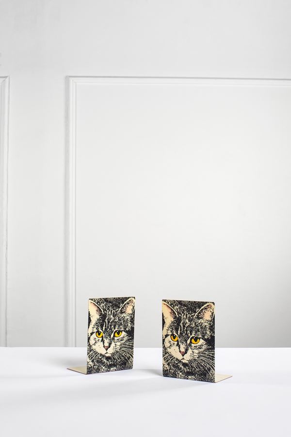Piero Fornasetti - Due fermalibri mod. Gatto nella notte