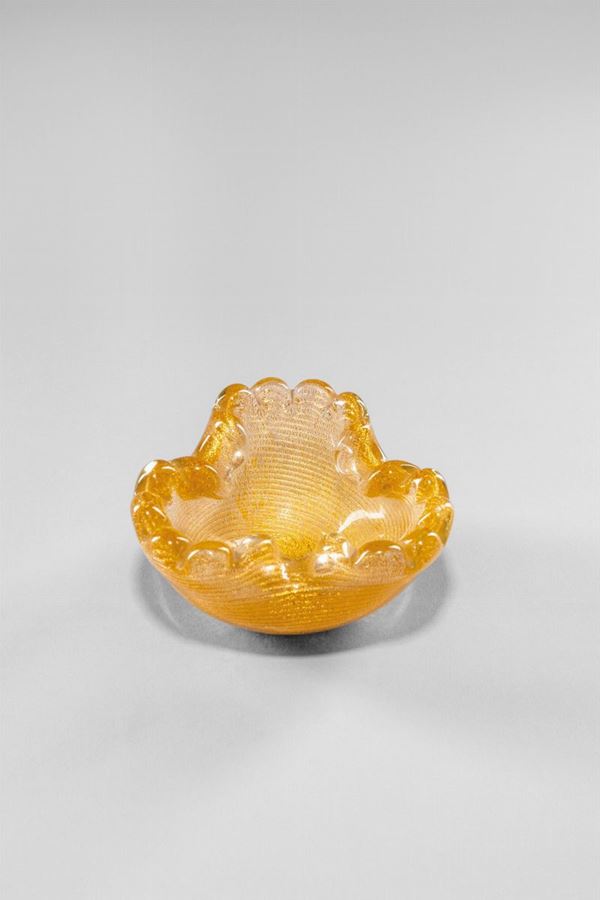 Ercole Barovier - Coppa con filo oro a spirale