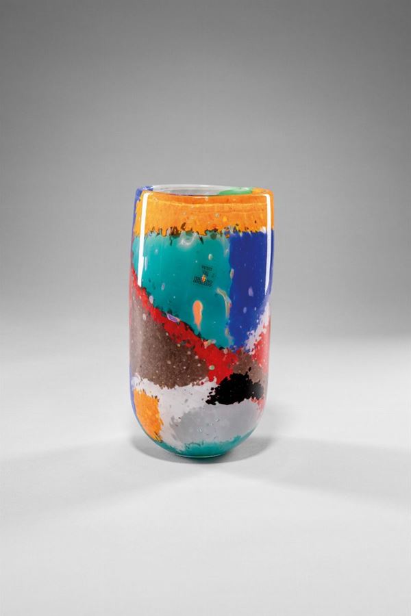 AV Mazzega - Vaso con schegge di vetro policrome