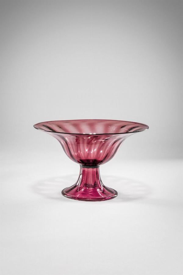 Murano : Coppa ametista con piede  - Auction Murano Glass - Incanto Casa d'Aste e Galleria