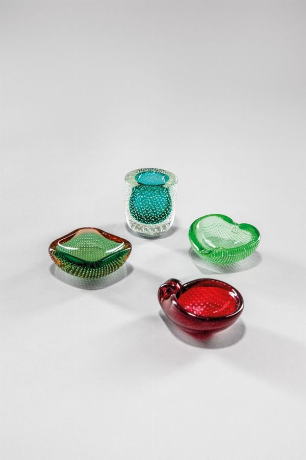 Murano - Quattro miniature con inclusione di bollicine