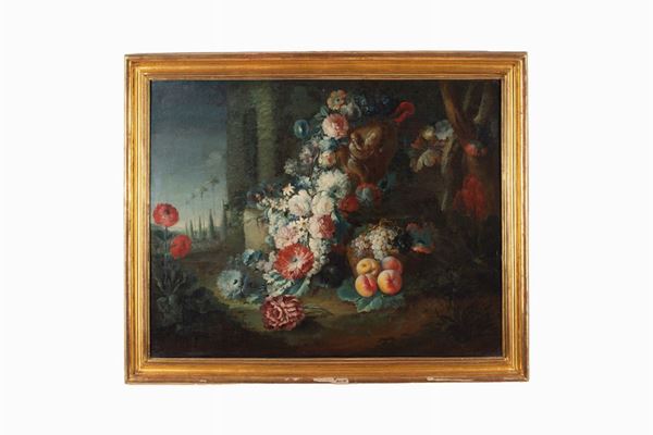 Pietro Francesco Gambone - Natura morta con fiori e frutta