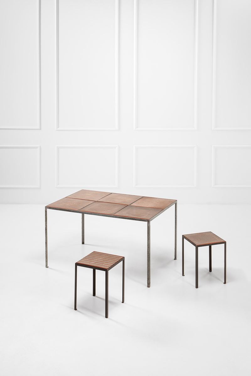 Cesario Carena - Tavolo e Due Sgabelli