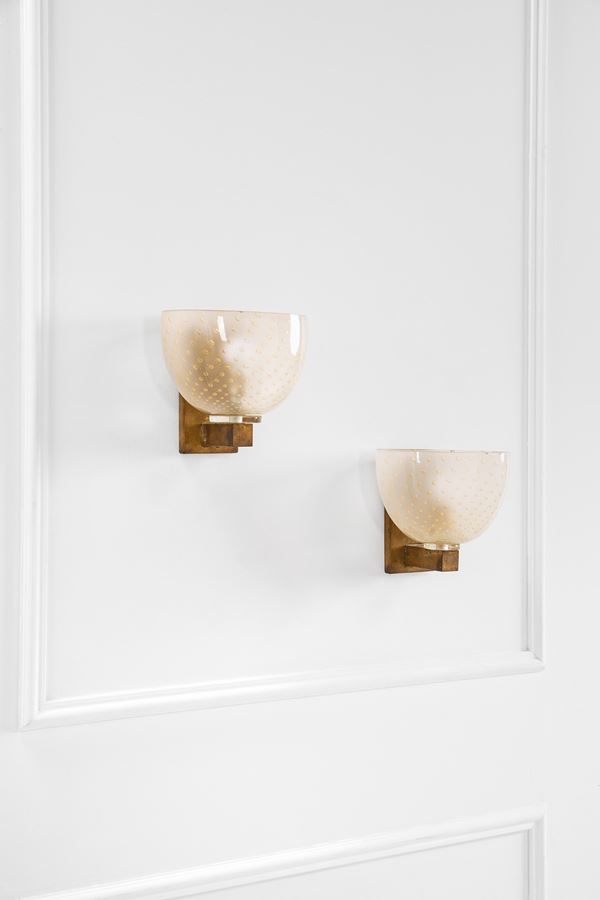 Seguso Vetri d'Arte - Coppia di lampade da parete