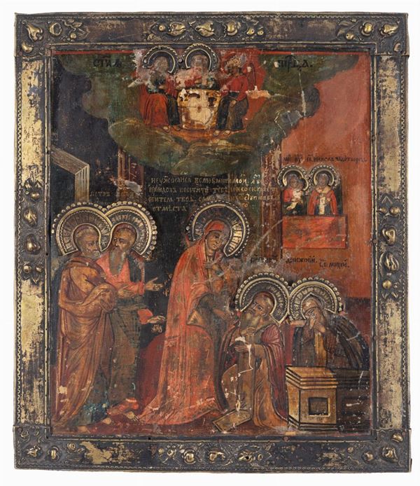 Icona con riza in argento, Russia XVIII sec.