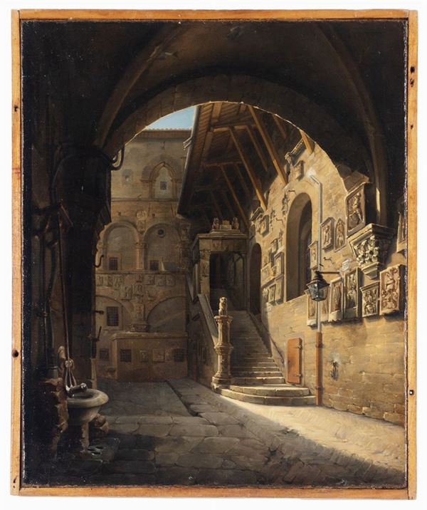 Giovanni Migliara - Il cortile del Museo del Bargello