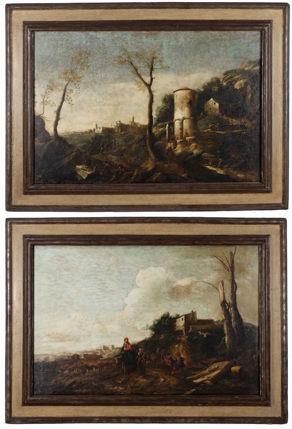 Antonio Travi detto Il Sestri (cerchia di) - Due paesaggi