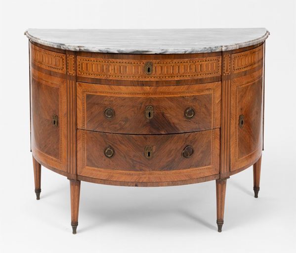 Comò a mezzaluna - Piemonte, XVIII sec.  - Auction Antiques - Incanto Casa d'Aste e Galleria