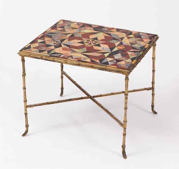 Tavolino con piano in marmi colorati  - Asta Antiquariato - Incanto Casa d'Aste e Galleria